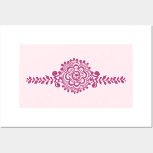 Pink Henna Tattoo - Pink Mehendi Motifs Posters and Art